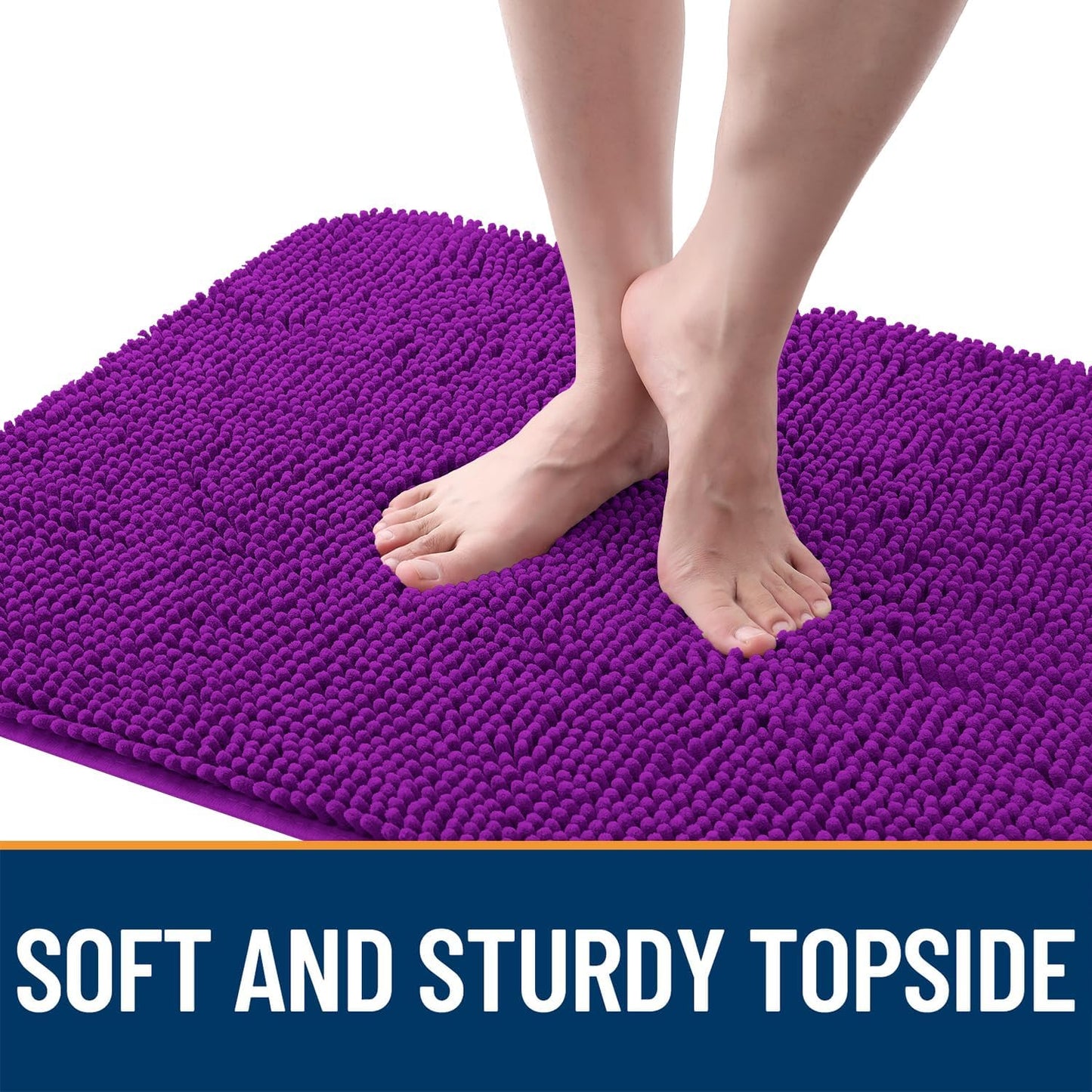 OLANLY Dog Door Mat - Absorbent Non-Slip Chenille Mat for Muddy Paws | 45x27 Inches, Purple
