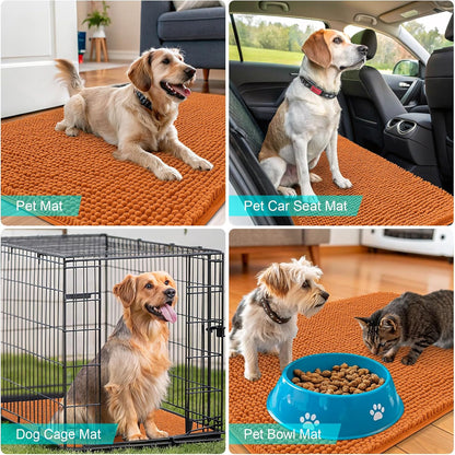 OLANLY Dog Door Mat - Absorbent Non-Slip Chenille Mat for Muddy Paws | 70x46, Quick Dry Indoor Carpet, Clay