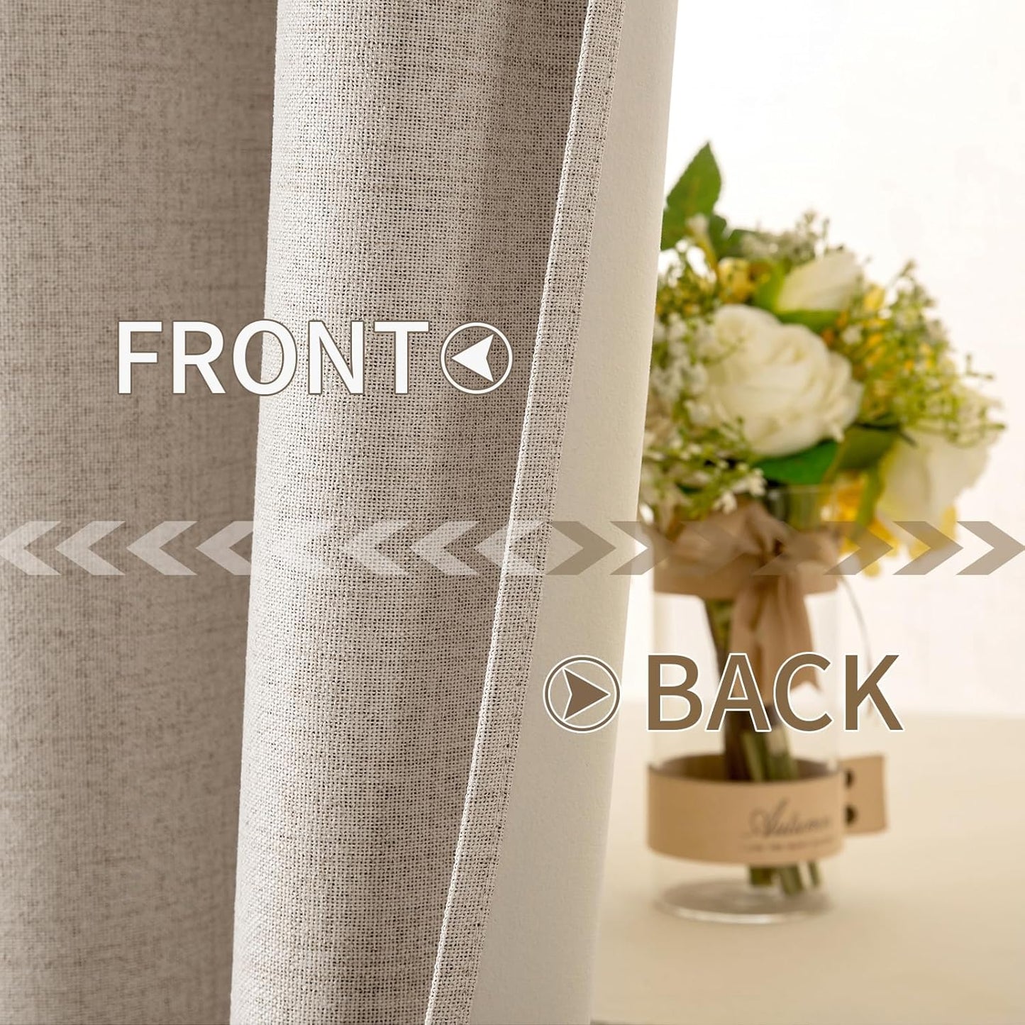 MIULEE Blackout Thermal Insulated Curtains - Linen Textured Taupe Drapes for Bedroom | 52 x 54 Inch (2 Panels)
