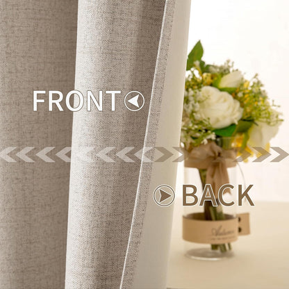 MIULEE Blackout Thermal Insulated Curtains - Linen Textured Taupe Drapes for Bedroom | 52 x 54 Inch (2 Panels)