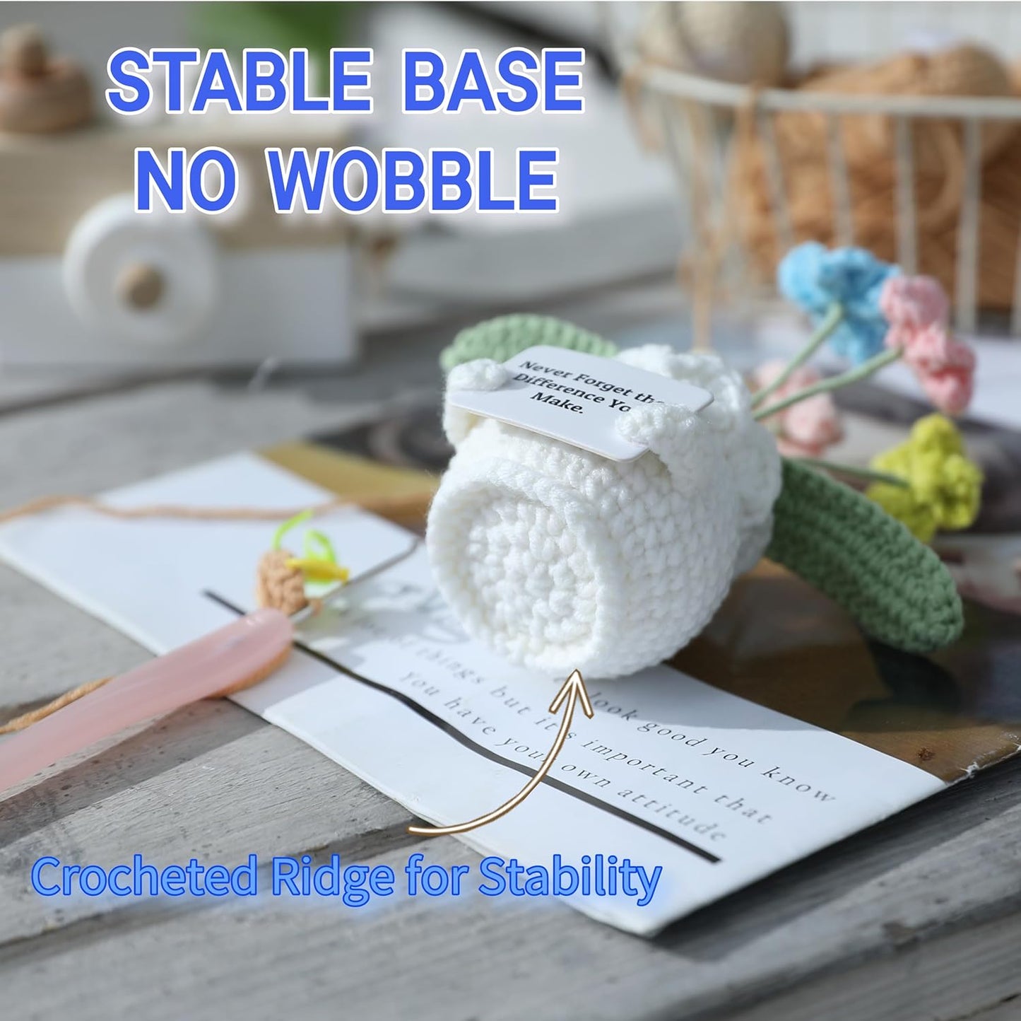 YOOJEE Forget-Me-Not Crochet Flower Potted Plant Gift