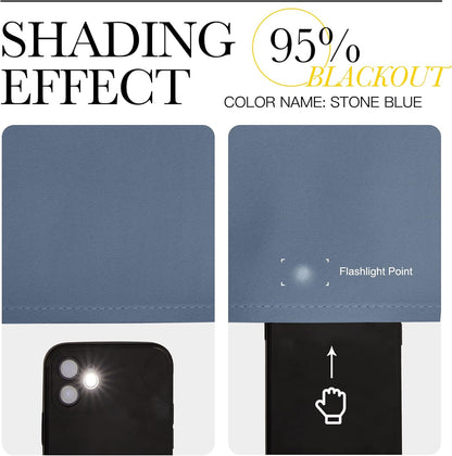 NICETOWN Room Darkening Curtain Panels - Stone Blue, 108" Length, Thermal Insulated, 2 Pieces for Total Privacy