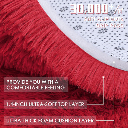 OLANLY 3x5 Soft Fluffy Shaggy Bedside Rug - Machine Washable Indoor Carpet for Kids & Nursery | Red