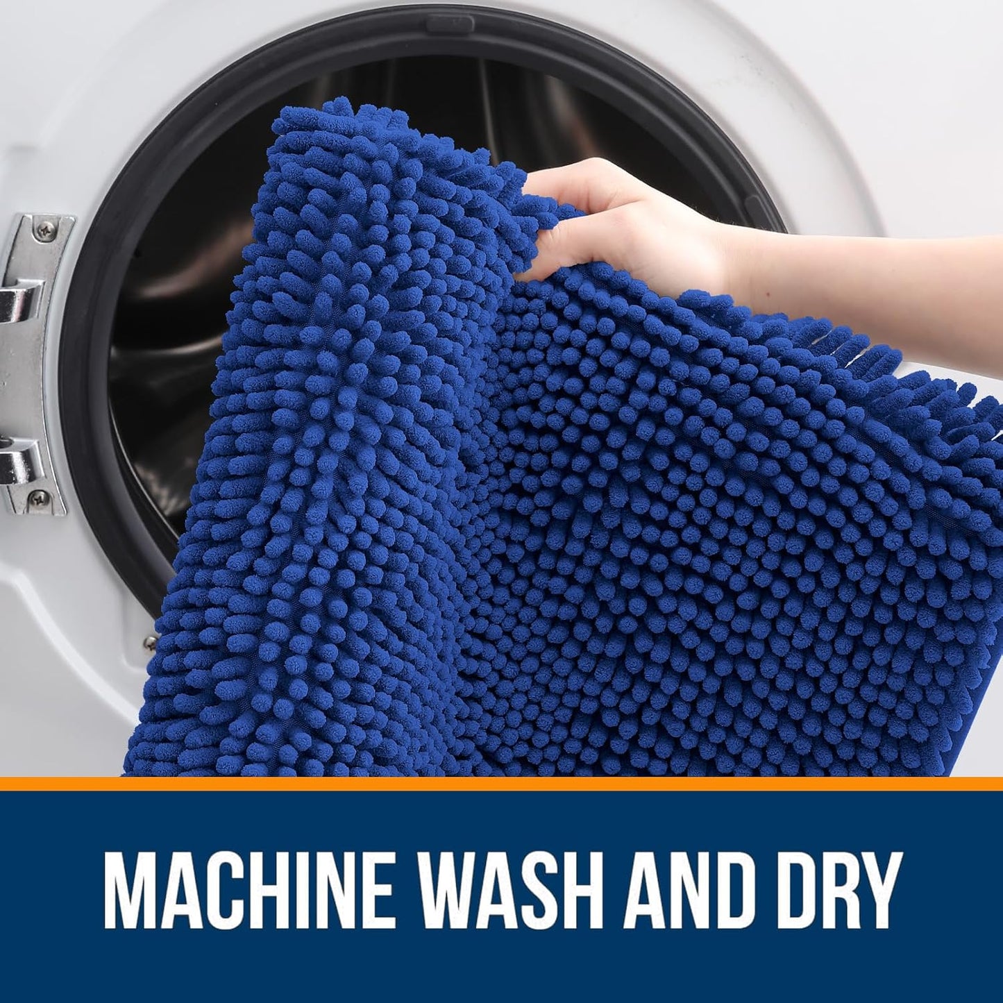 OLANLY Large Bathroom Rugs - Extra Soft Chenille Bath Mats with Rubber Backing | Quick Dry, 45x27, Royal Blue