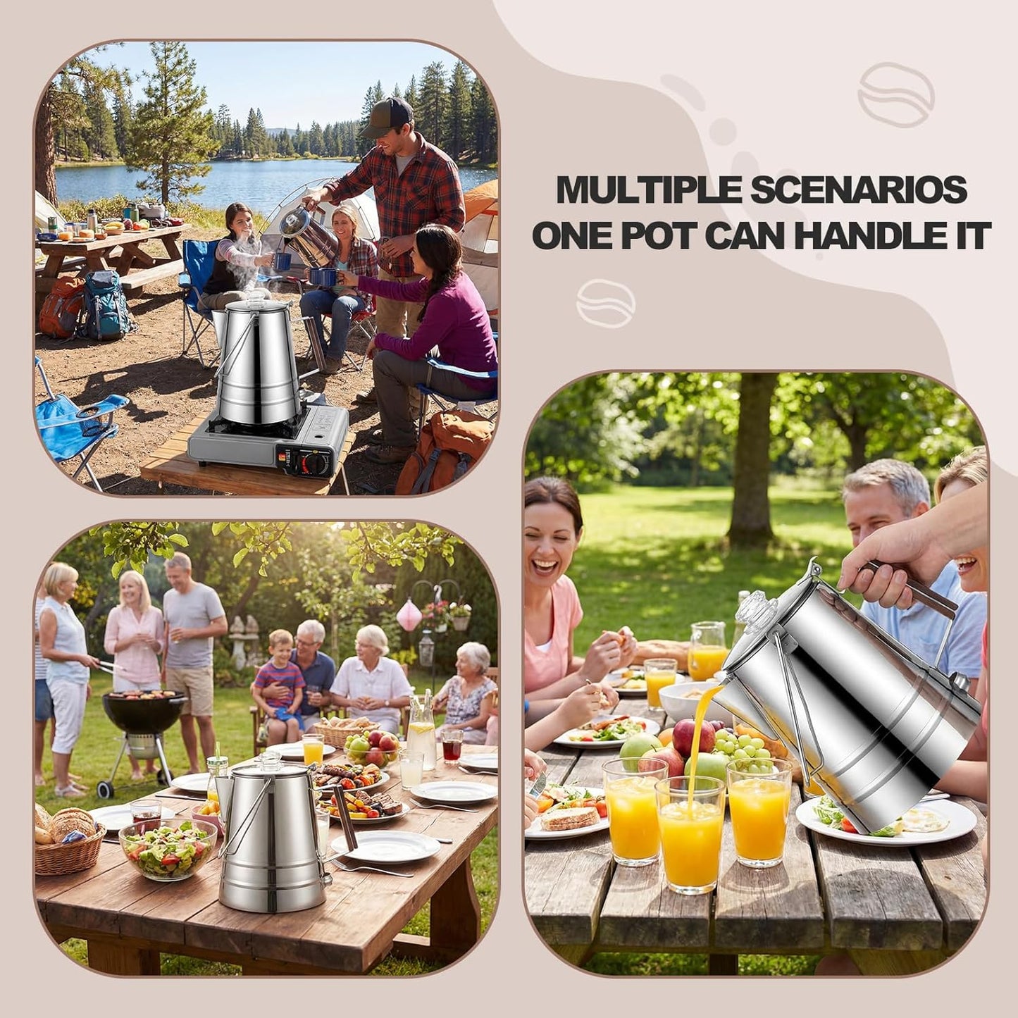 Skiennix 28-Cup Stainless Steel Percolator Coffee Pot - Large Capacity for Camping & Outdoor Use