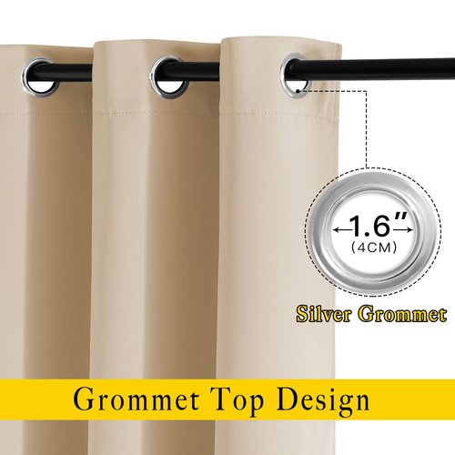 NICETOWN Biscotti Beige Curtains 84 inch Length 2 Panels, Grommet Thermal Insulated Window Treatments Light & Sound Reducing Drapes for Living Room/Bedroom, W46 x L84