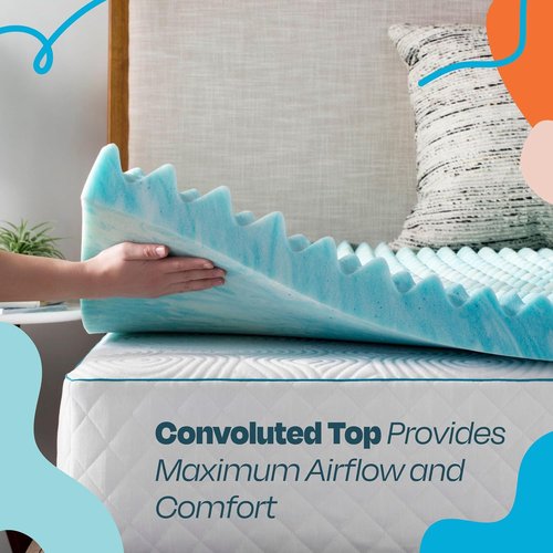 Linenspa Gel Memory Foam Mattress Topper - Reversible Egg Crate Design for Comfort - Twin Size