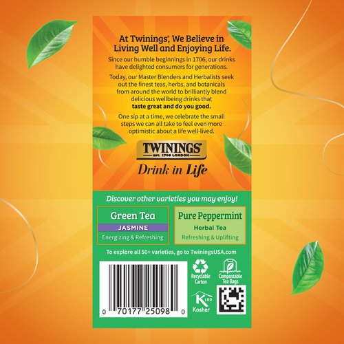 TWININGS TEA, TEA,GREEN,MINT 20 BAG