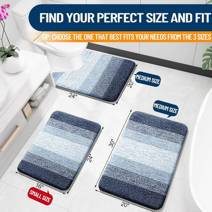 OLANLY Bathroom Rugs - Extra Soft Microfiber Mat with Rubber Backing | Quick Dry, Machine Washable, 30x20, Navy Blue