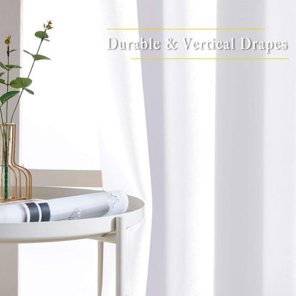 NICETOWN White Short Window Curtains for Windows 50 inch Long - Solid Grommet 50% Light Reducing Thermal Insulated Curtain Panels for Kitchen/Bedroom (White, W34 x L50, 1 Pair)
