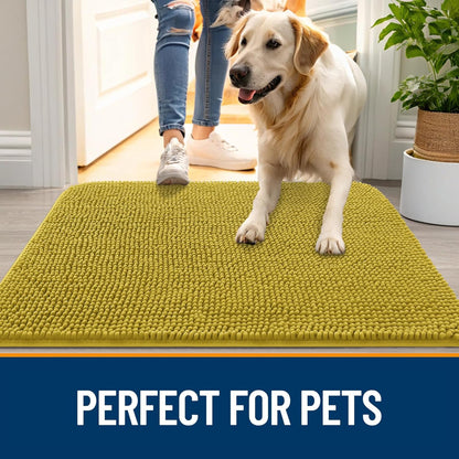 OLANLY Dog Door Mat - Absorbent Non-Slip Washable Doormat for Muddy Paws | 24x16 Mustard Yellow