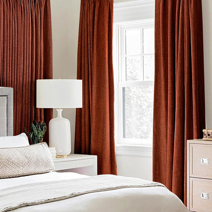 MIULEE Blackout Linen Curtains - Thermal Insulated Burnt Orange Drapes for Bedroom | 52 x 72 Inch (2 Panels)