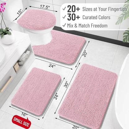 OLANLY Bathroom Runner Rugs - Soft Absorbent Chenille Bath Mats | Quick-Dry, Machine Washable, 47x24, Dusty Rose