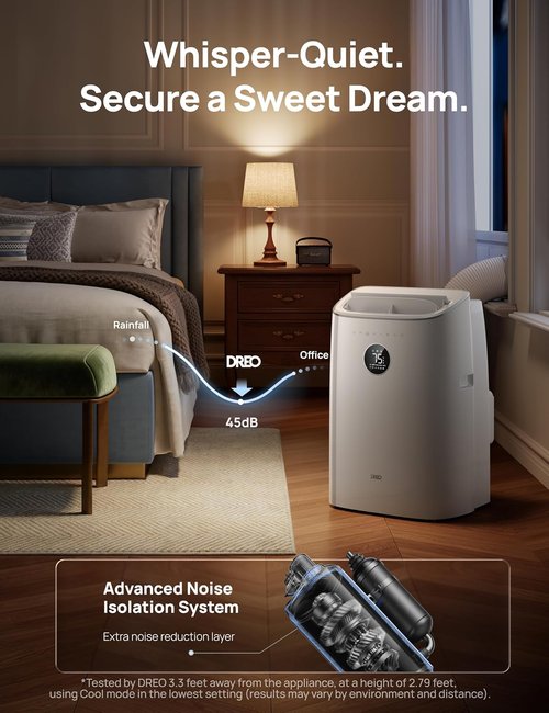 DREO Portable Air Conditioner - 8000 BTU Smart AC Unit for Quiet Bedroom Cooling | 45dB, APP/Voice Control