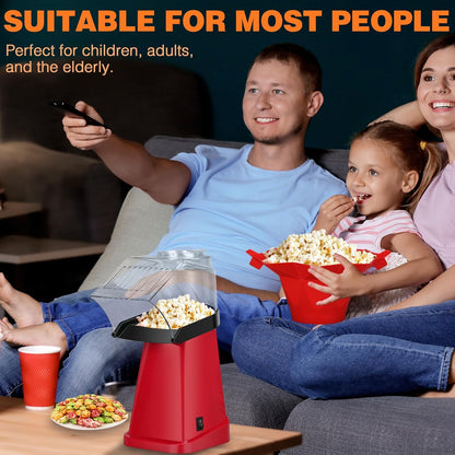 Skiennix Hot Air Popcorn Popper - Fast 1200W Machine with Bowl & Butter Tray for Kids Parties