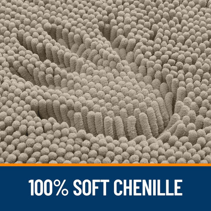 OLANLY Bathroom Runner Rugs - Soft Absorbent Chenille Bath Mats | Quick-Dry, Machine Washable, 44x24, Warm Taupe
