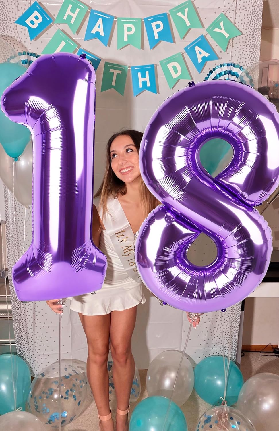Number 18 Balloons - 40 Inch Purple Birthday Decorations for Celebrations | Perfect for Weddings, Graduations & Anniversaries