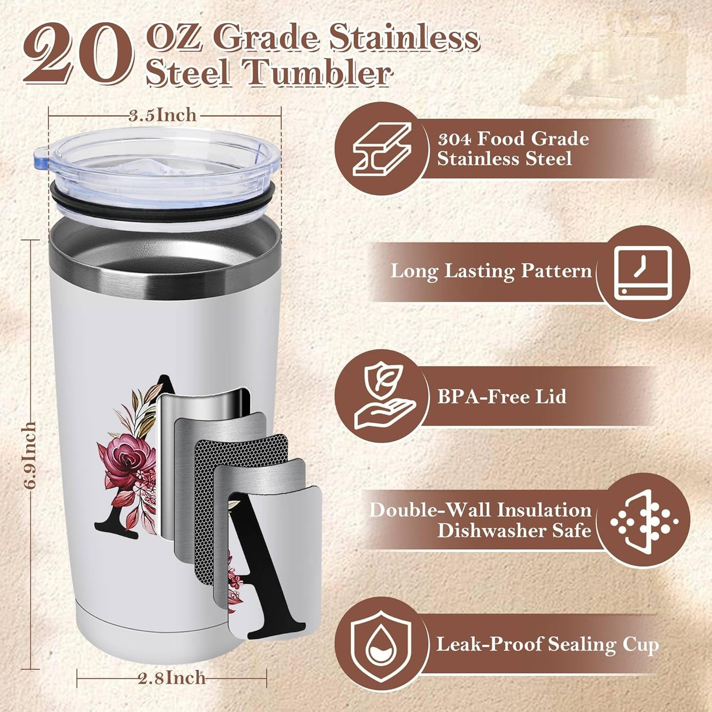 Skiennix 20 Oz Insulated Coffee Cup - Travel Tumbler with Lid | Perfect Gift for Women & Friends