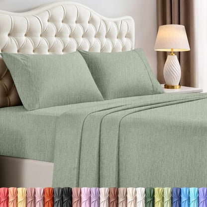 Utopia Bedding California King Size Sheet Set – 4 Piece Bed Sheets, Soft and Breathable Microfiber, Includes 1 Fitted Sheet, 1 Flat Sheet and 2 Pillowcases – Oeko Tex (Heather Sage)