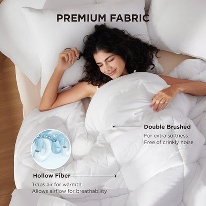 Bedsure Comforter Duvet Insert - King Size All-Season Quilted Down Alternative Blanket | GentleSoft, White 90 x 102 Inches