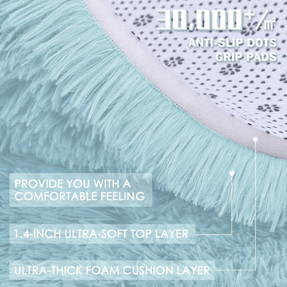 OLANLY Large Area Rug - Soft Fluffy Shaggy Indoor Carpet for Living Room & Bedroom | Light Blue 6x9