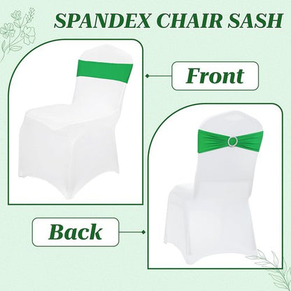 MDS Spandex Chair Sashes - Universal Fit Elastic Stretch Bands with Buckle for Weddings | Light Green - Pack of 250