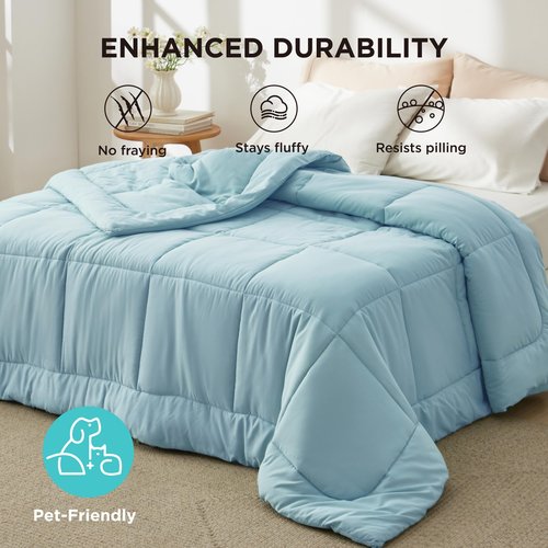 Bedsure Comforter Duvet Insert - Quilted Comforters Twin Size, All Season Duvet, GentleSoft Down Alternative Bedding, with 8 Tabs, Gifts for Women/Men, Light Spa Blue, Twin 88 x 68 Inches