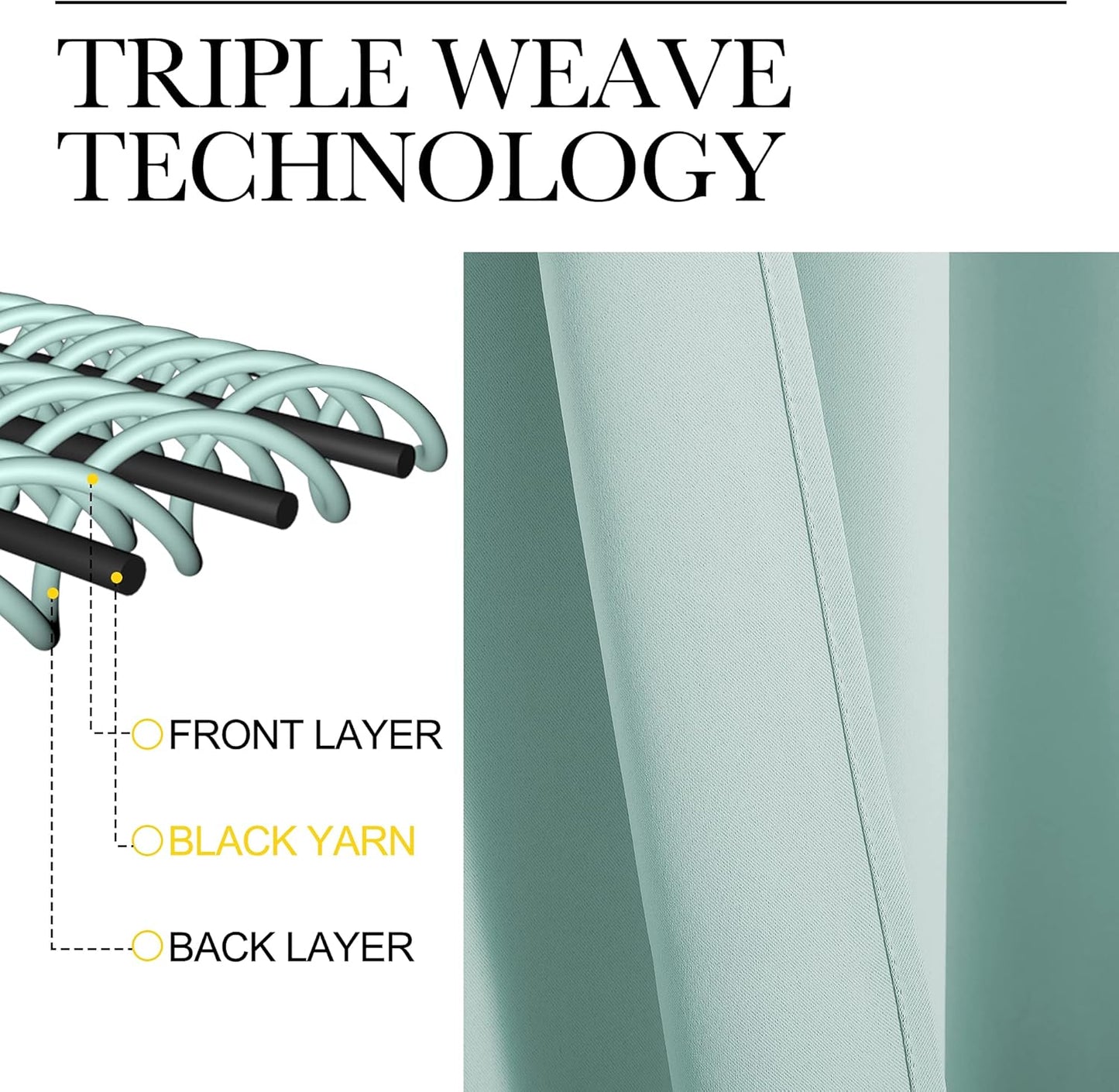 NICETOWN Blackout Curtains for Patio Glass Doors - Privacy Drapes, Aqua, 42" Wide x 95" Long (1 Pair)