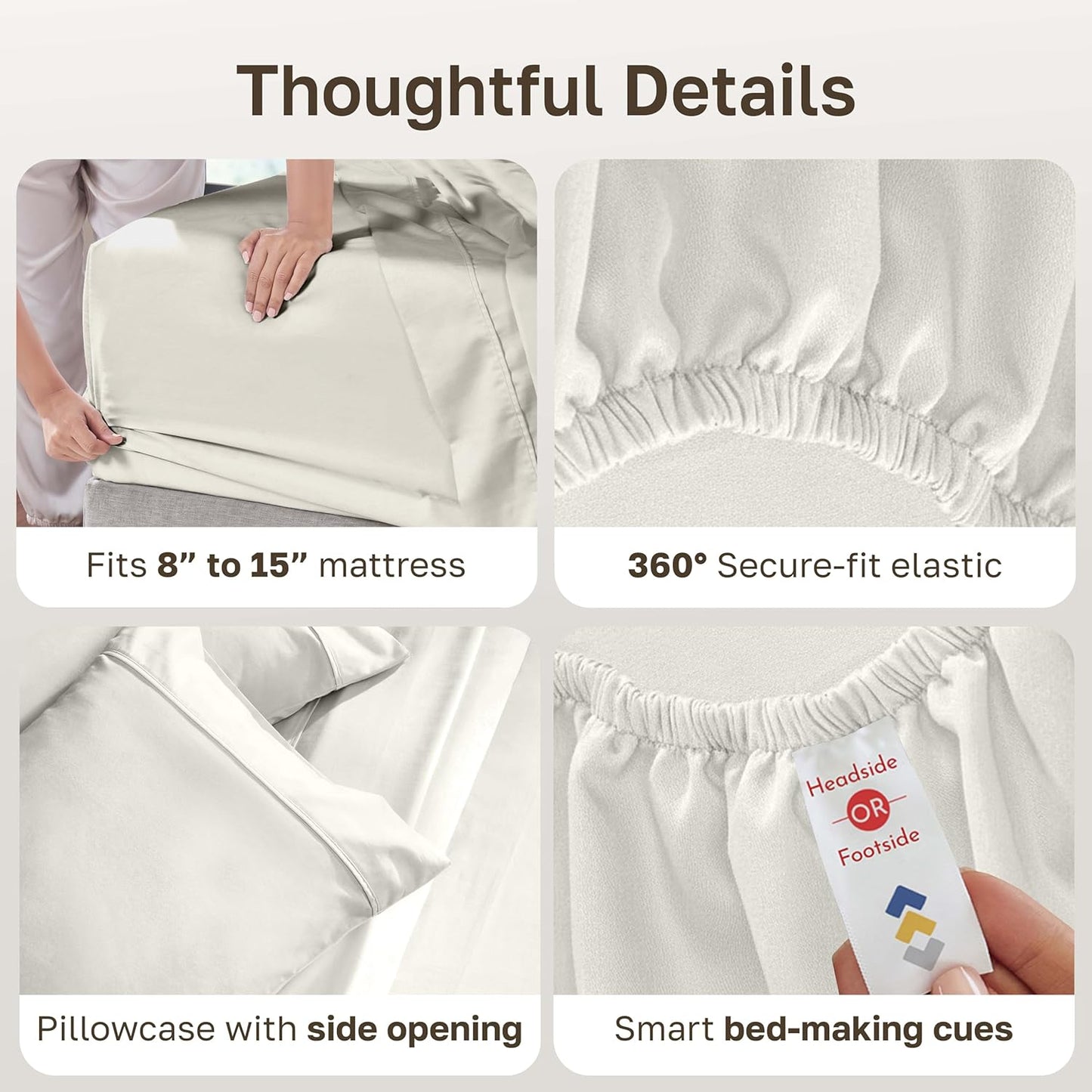 California Design Den Twin XL Cotton Sheet Set - 100% Soft Cotton, 400 Thread Count, Silky Sateen - Ivory