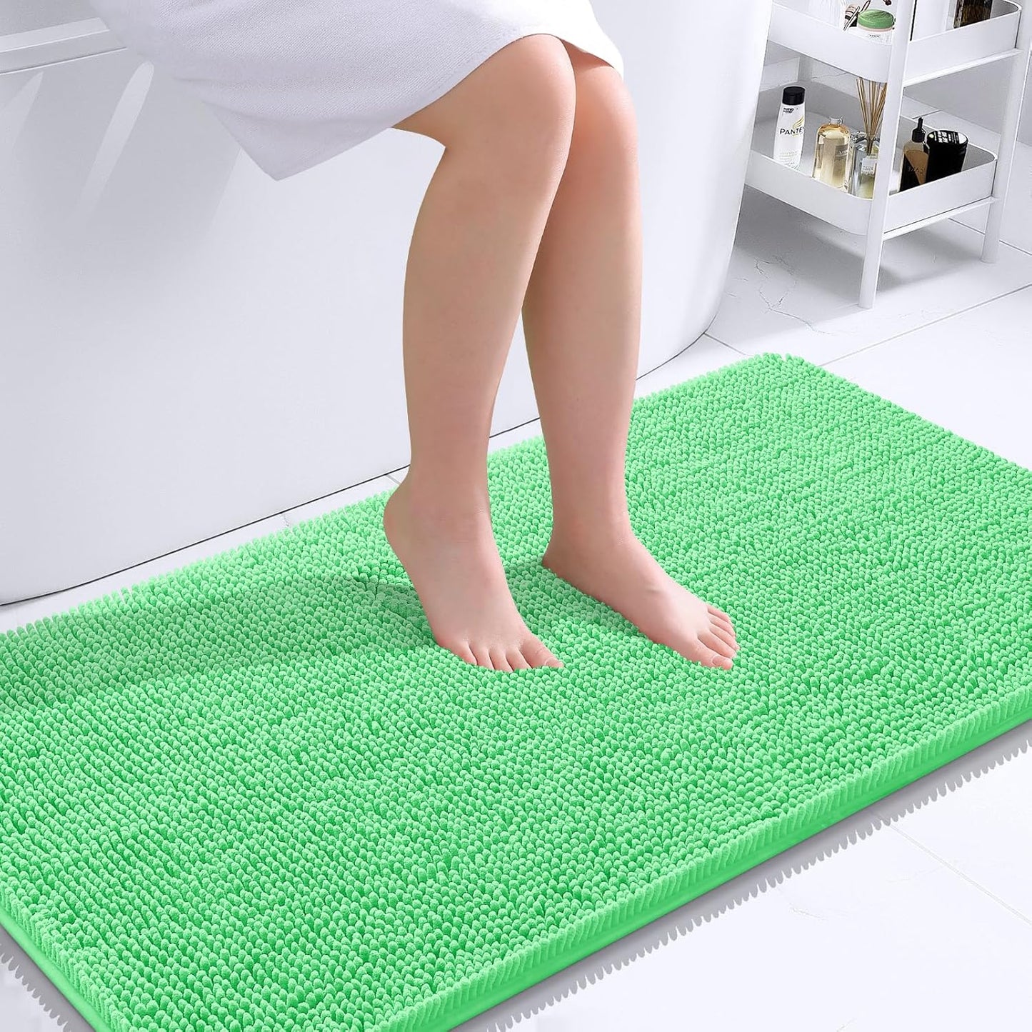 OLANLY Bathroom Rugs - Extra Soft Absorbent Chenille Mats | Quick-Dry, Machine Washable, 44x24 Mint Green