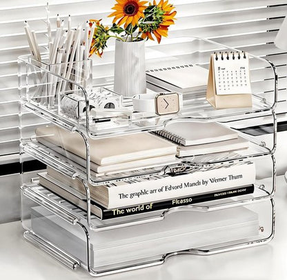 DCA Large Capacity Desk Organizer - 4-Tier File Organizer for Office, Home & School - Stackable Design