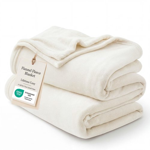 Bedsure GentleSoft Twin XL Fleece Blanket Dorm Bedding - Lightweight Soft Cozy Blankets for Bed, Sofa, Couch, Travel, Camping, Cream, 66"x90"