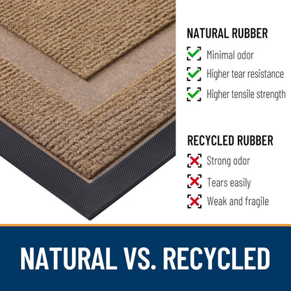 OLANLY Indoor Outdoor Front Door Mat - Waterproof, All-Weather, Easy Clean | 29.5x17, Light Brown