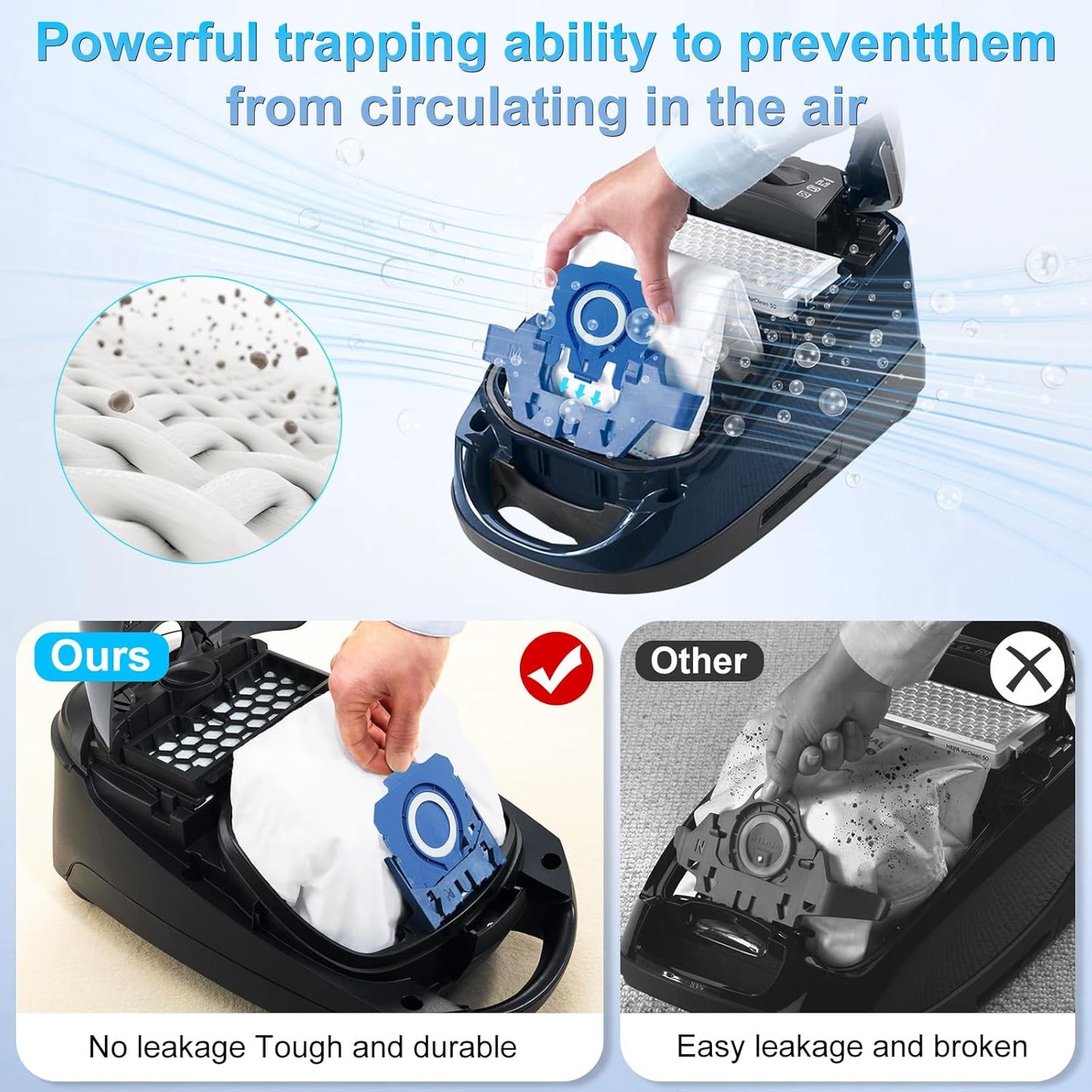 Miele 16-Pack 3D Airclean Dust Bags - Compatible with Classic C1, Complete C1-C3, S227, S240, S270, S280, S400, S2, S5, S8 Series