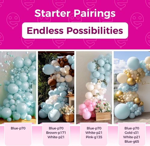 Bezente Dusty Blue Latex Balloons - 100 Pack of 12-Inch Round Helium Matte Balloons for Weddings & Parties