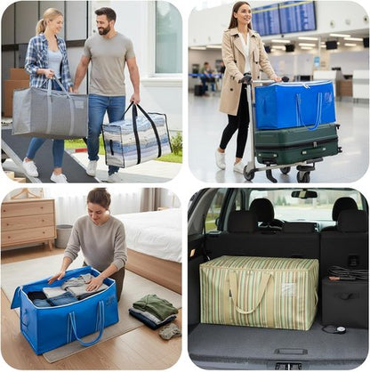 BALEINE 4-Pack Oversized Moving Bags - Heavy-Duty Storage Totes with Reinforced Handles | Royal Blue