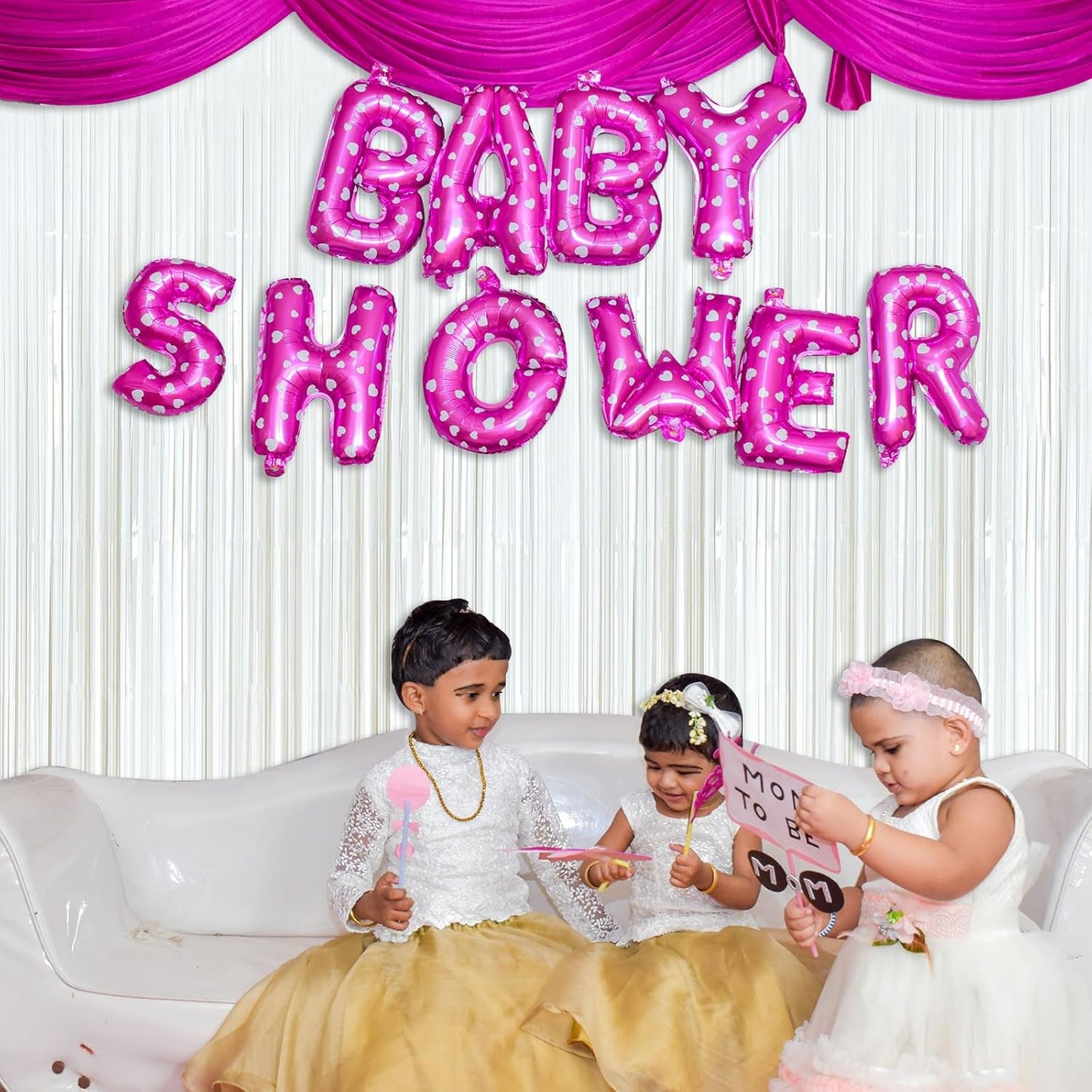 White Foil Fringe Backdrop Curtains by [Brand Name] - Tinsel Streamers for Birthday, Graduation & Bridal Showers