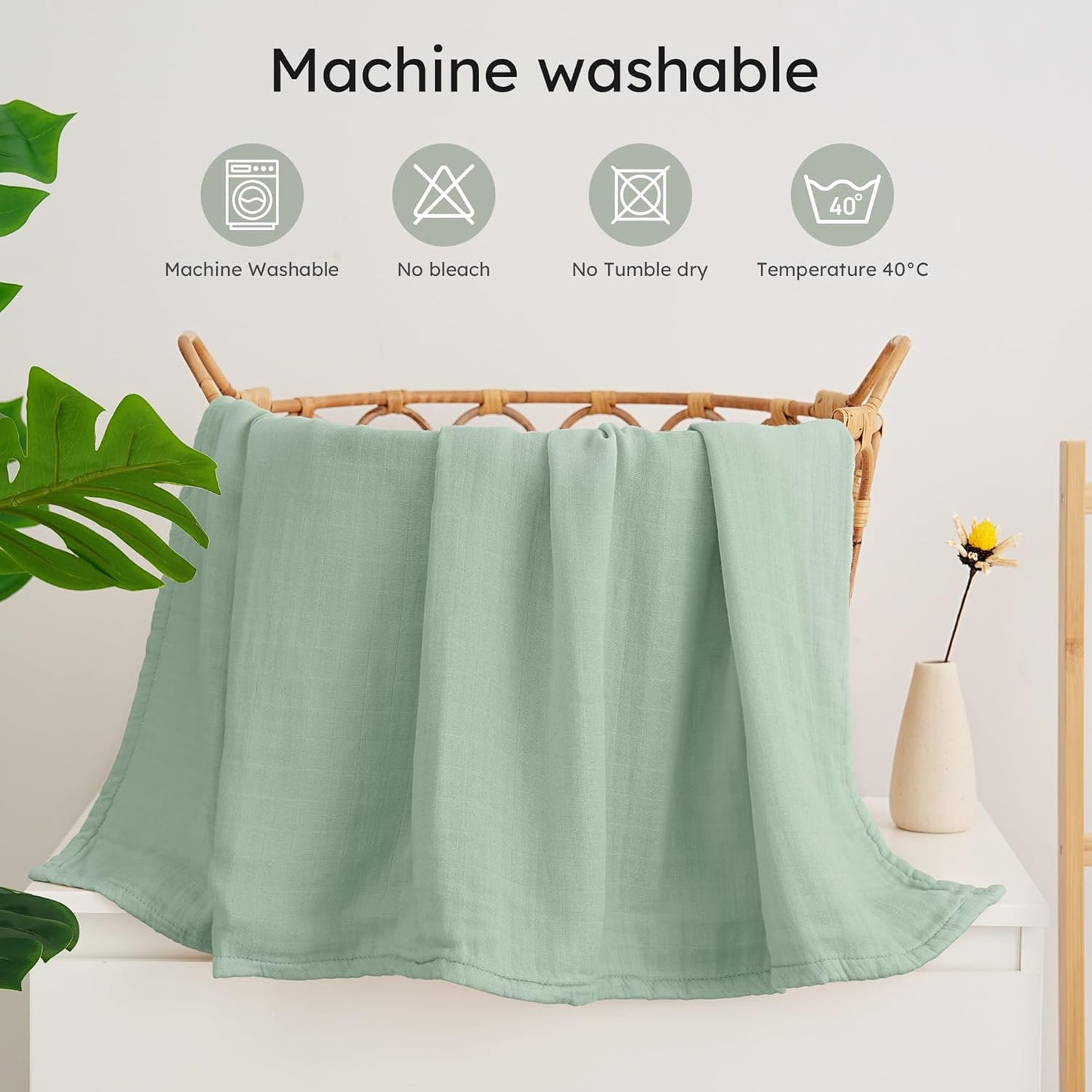 Yoofoss Organic Muslin Swaddle Blanket - Soft & Breathable 47 x 47 Inches for Newborns, Baby Boys & Girls
