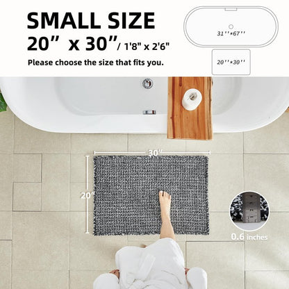 TYUU Black and White Bathroom Rugs, Waffle Bath Mat Non Slip Washable Super Absorbent Quick Dry Boho Farmhouse Bathroom Decor, 30"x20" Black and White
