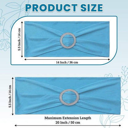 MDS Spandex Chair Sashes - Universal Fit Elastic Stretch Ties with Buckle for Weddings | Blue, Pack of 150