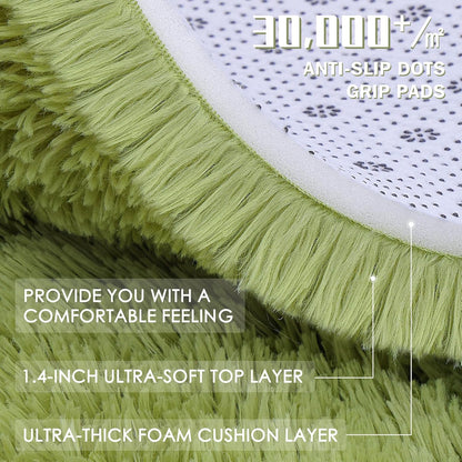 OLANLY Runner Rugs - Soft, Machine Washable Shaggy Design for Hallway & Bedroom | Grass Green 2x8 ft