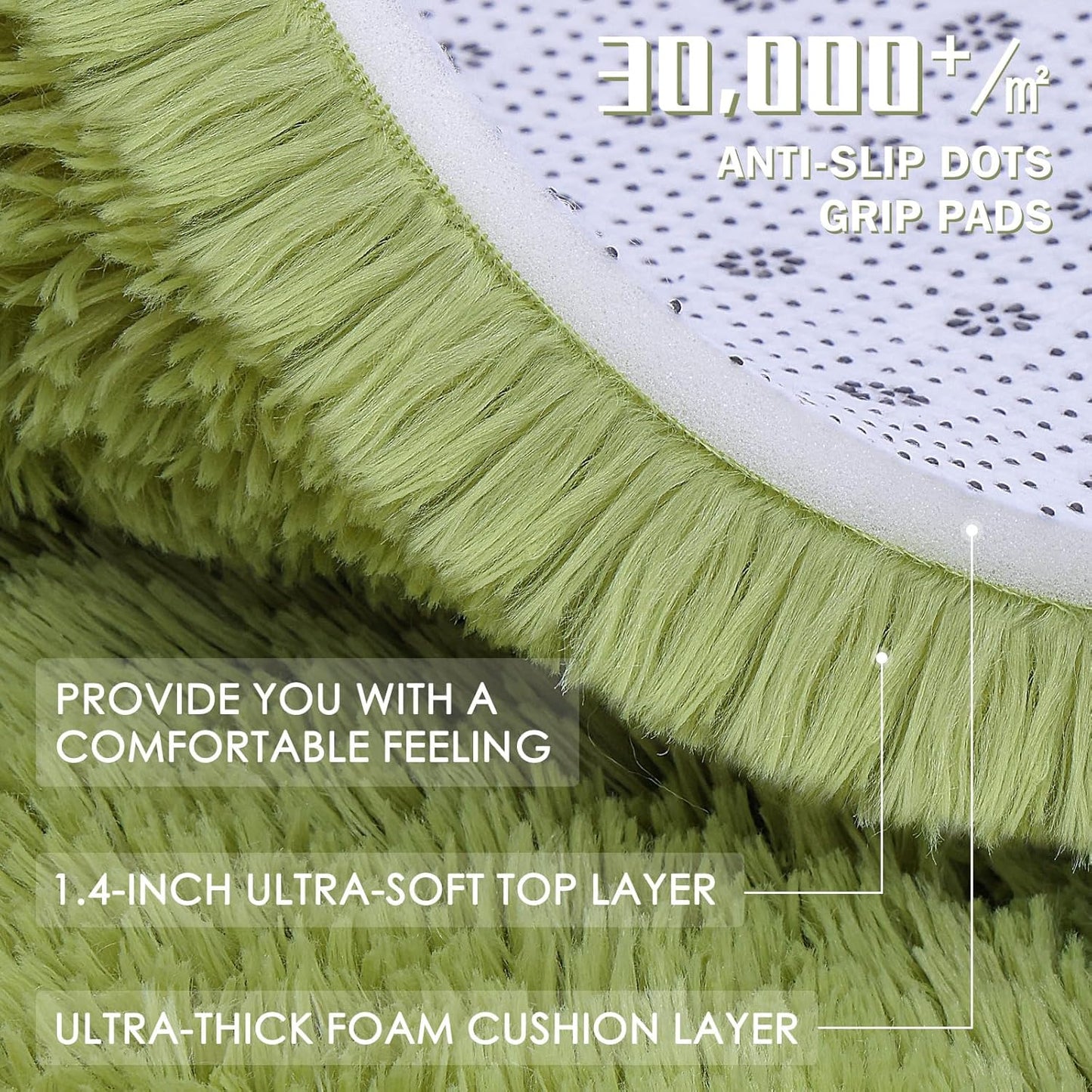OLANLY Area Rug - Soft Fluffy Shaggy Design | Machine Washable 4x5.9 ft - Grass Green for Living Room & Bedroom