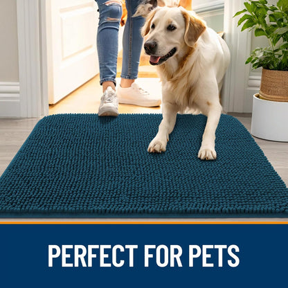 OLANLY Dog Door Mat - Absorbent Non-Slip Washable Doormat for Muddy Paws | 70x32, Atlantic Blue