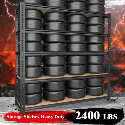 Heavy Duty Garage Shelving - 5-Tier Metal Storage Unit | Adjustable Rack Holds 2400LBS - 28''×12''×60''