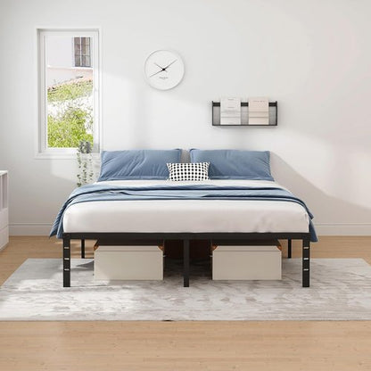 Jetonix Metal Bed Frame - Full Size Sturdy Mattress Foundation with Storage Space | Easy Assembly, Black, 16 Inch