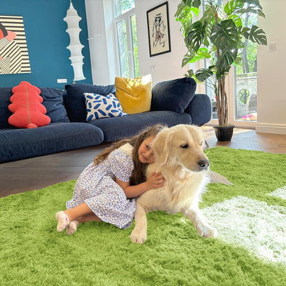 OLANLY Runner Rugs - Soft, Machine Washable Shaggy Design for Hallway & Bedroom | Grass Green 2x8 ft