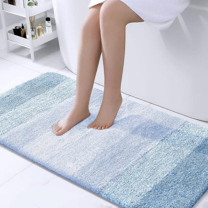 OLANLY Large Bath Rugs - Extra Soft Microfiber, Quick Dry & Washable | 40x24 Light Blue Mat