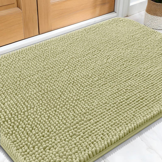 OLANLY Dog Door Mat for Muddy Paws 34x21, Absorbs Moisture and Dirt, Absorbent Non-Slip Washable Doormat, Quick Dry Chenille Mud Mat for Dogs, Entry Indoor Entryway Carpet for Inside Floor, Vanilla