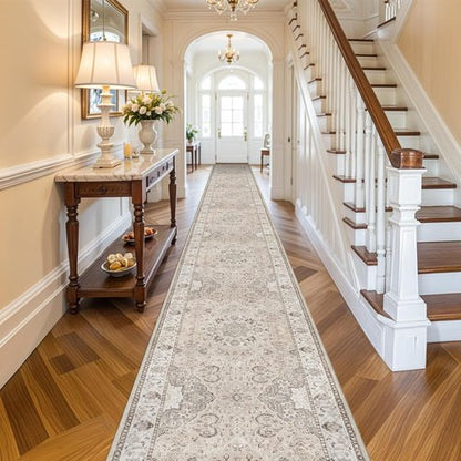Hallway Washable Runner Rug - Vintage Soft Non-Slip 3x20 Entryway Carpet | Ideal for Kitchen, Bathroom & Living Room