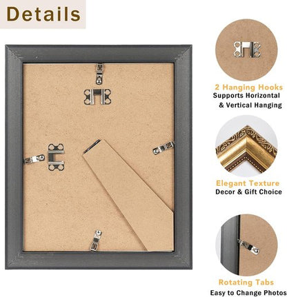 JCJMY Vintage Picture Frame - Elegant 8x10 Frame with 5x7 Mat | Shatter-Resistant Plexiglass, Gold Finish